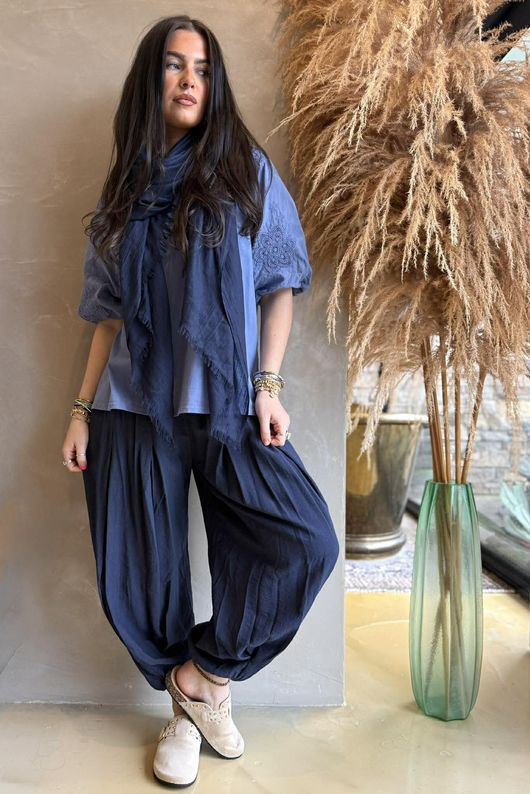 Atik Bubble Sleeve Top Denim /8=